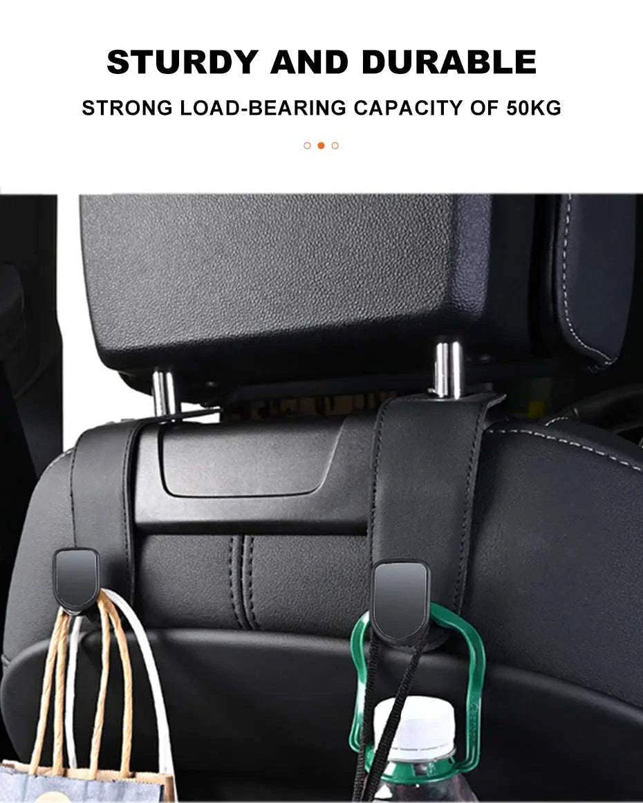 Hidden Car Back Seat Hook with Leather Cover-Beige 1pc