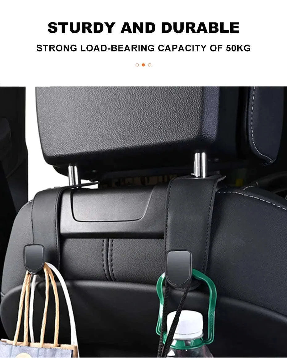 Hidden Car Back Seat Hook with Leather Cover-Beige 1pc