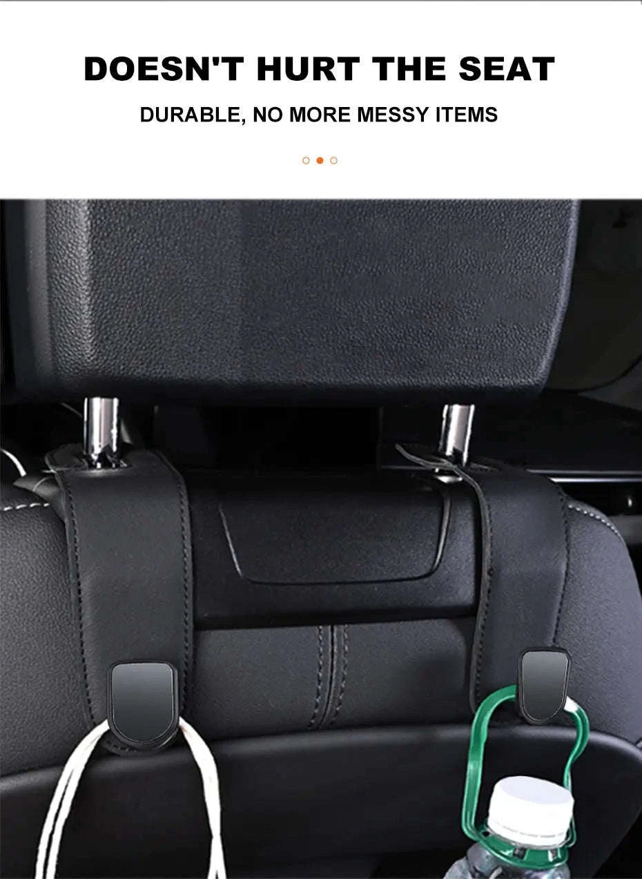 Hidden Car Back Seat Hook with Leather Cover-Beige 1pc