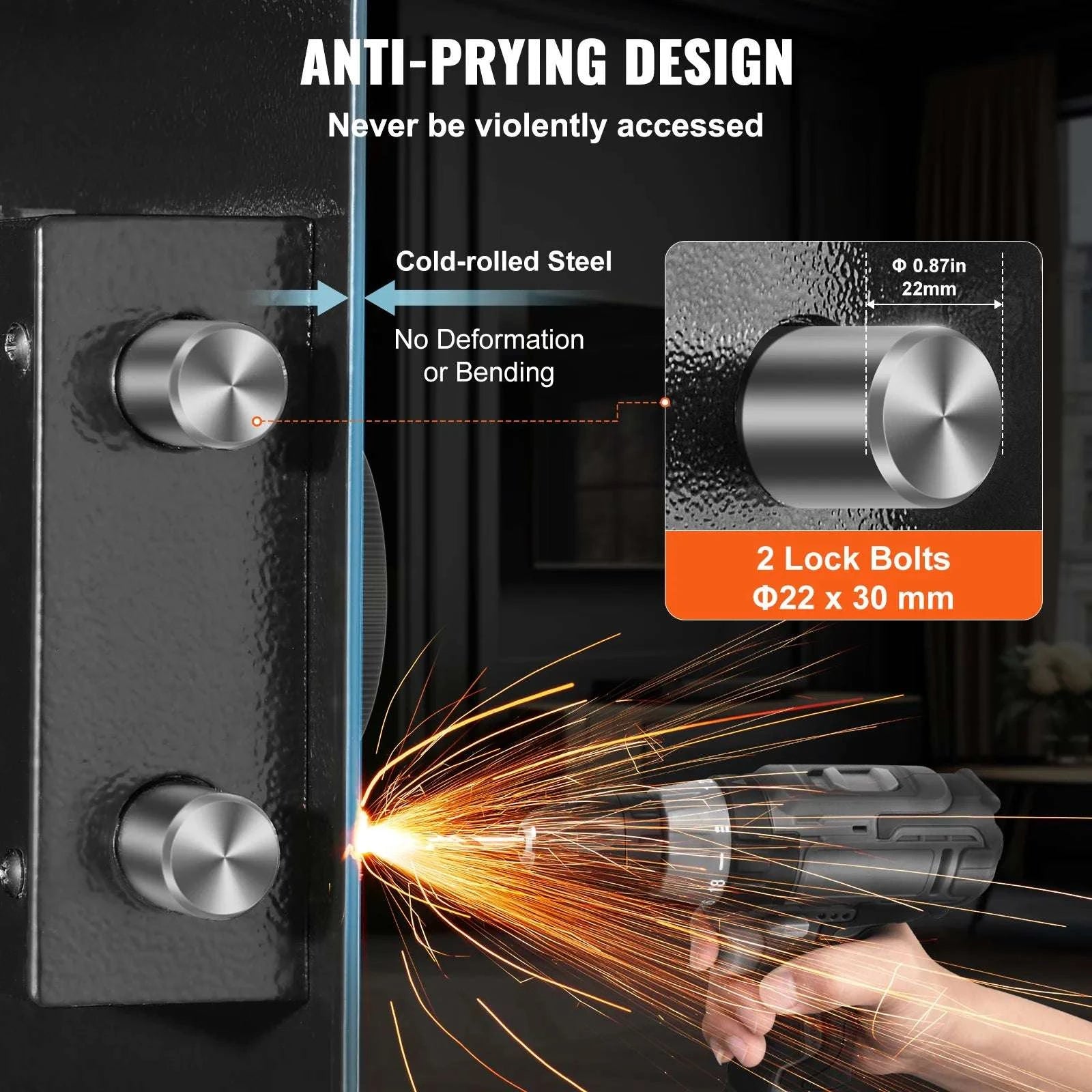 Hidden In-Wall Safe with Keypad Lock & Alarm, 3-Tier Steel Storage-1.3ft Fingerprint / United States