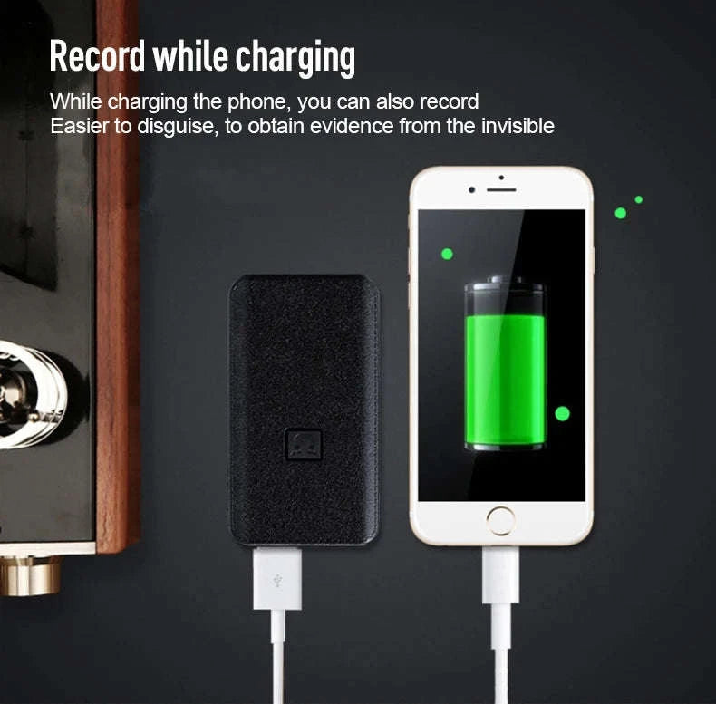 Hidden Voice Recorder Power Bank with 5000mAh and Long Recording-black / 64 GB