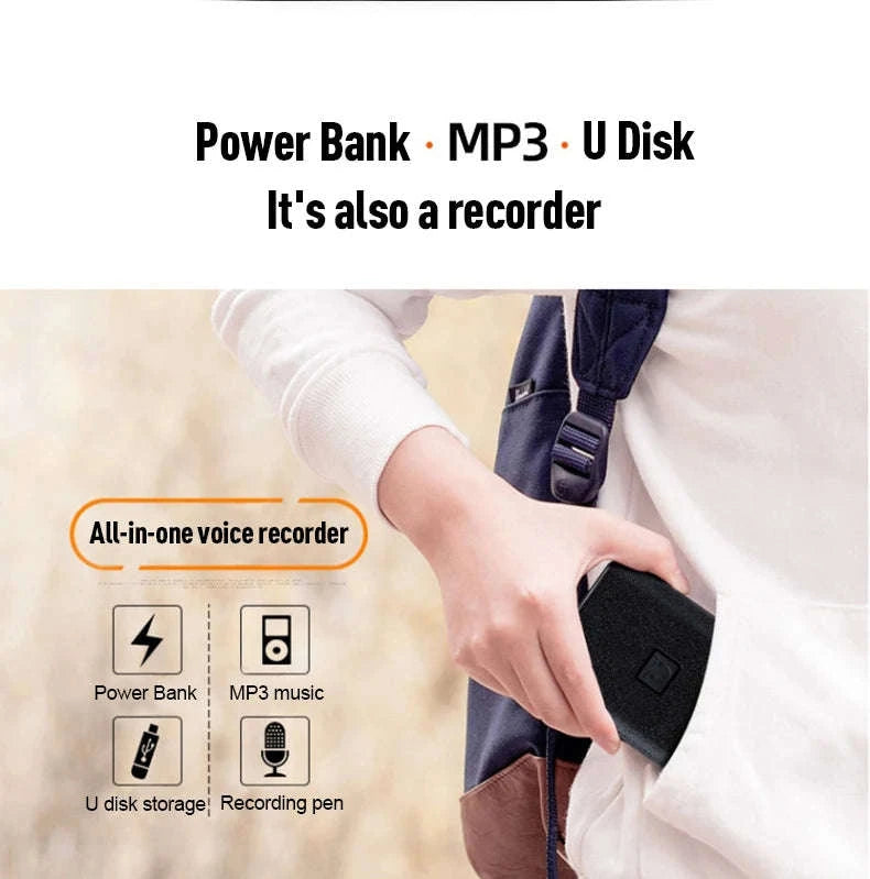 Hidden Voice Recorder Power Bank with 5000mAh and Long Recording-black / 64 GB