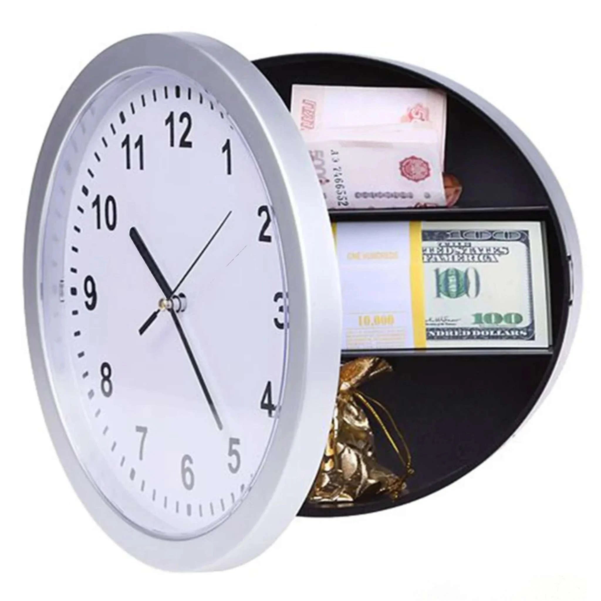 Hidden Wall Clock Safe with Secret Compartment for Valuables-Yellow 1PC