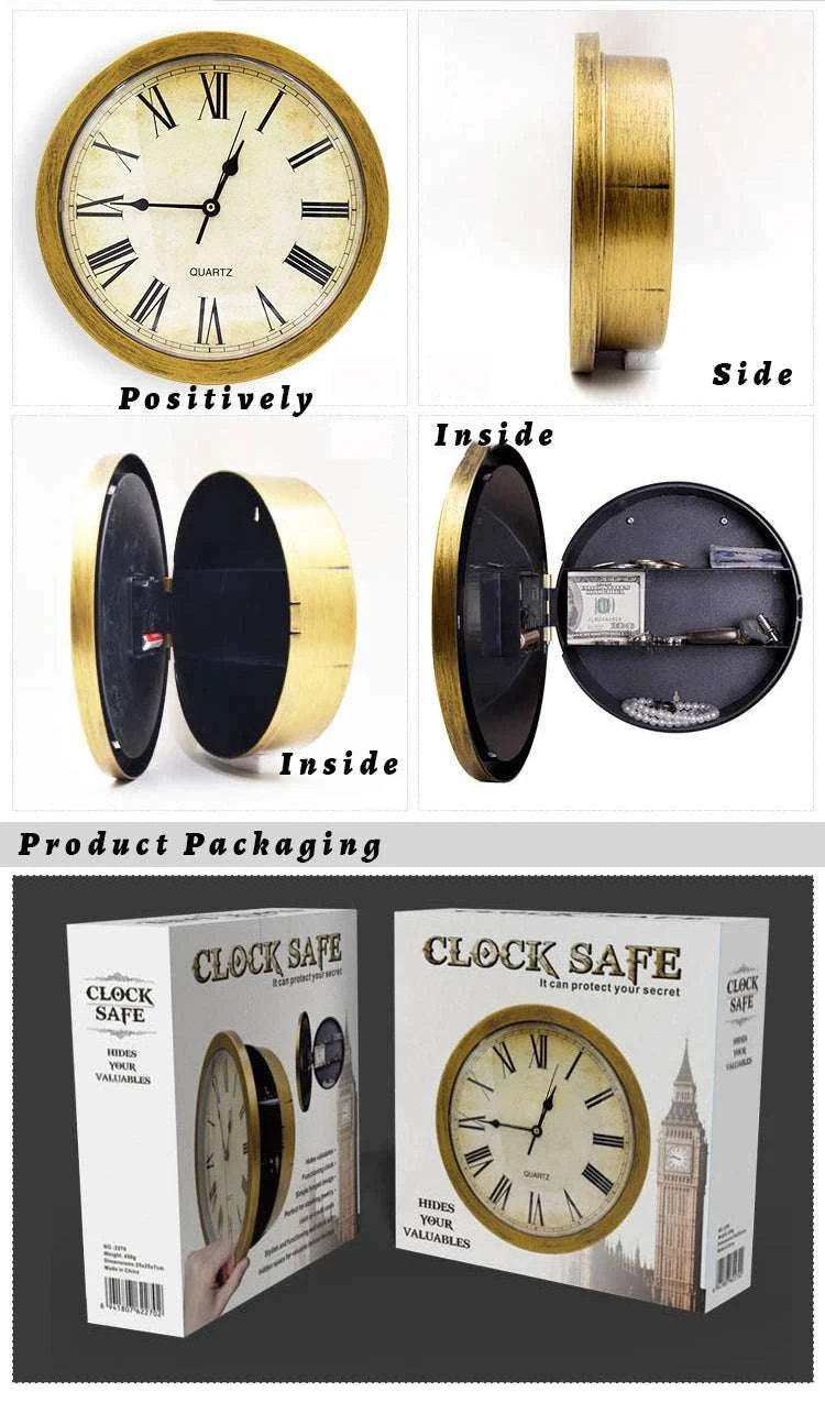 Hidden Wall Clock Safe with Secret Storage for Cash & Valuables-