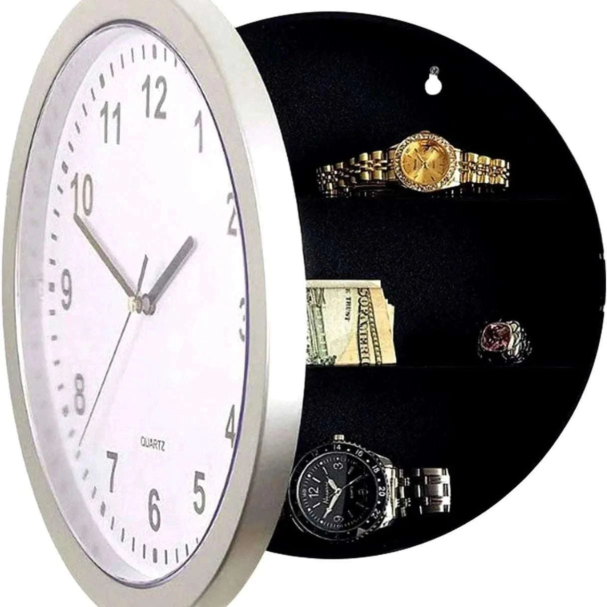 Hidden Wall Clock Safe with Secret Storage for Cash & Valuables-Vintage Gold