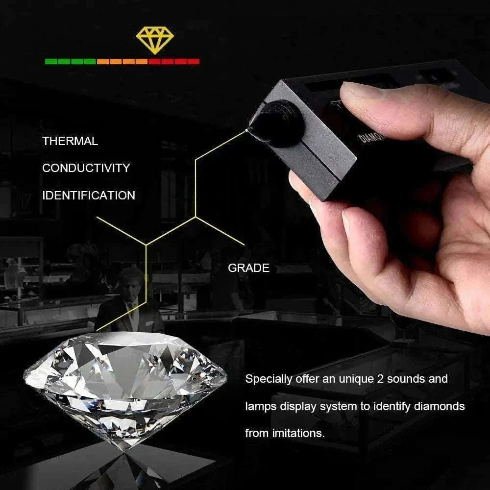 High Accuracy Diamond Tester Pen with LED & Audio Indicator Kit-Black