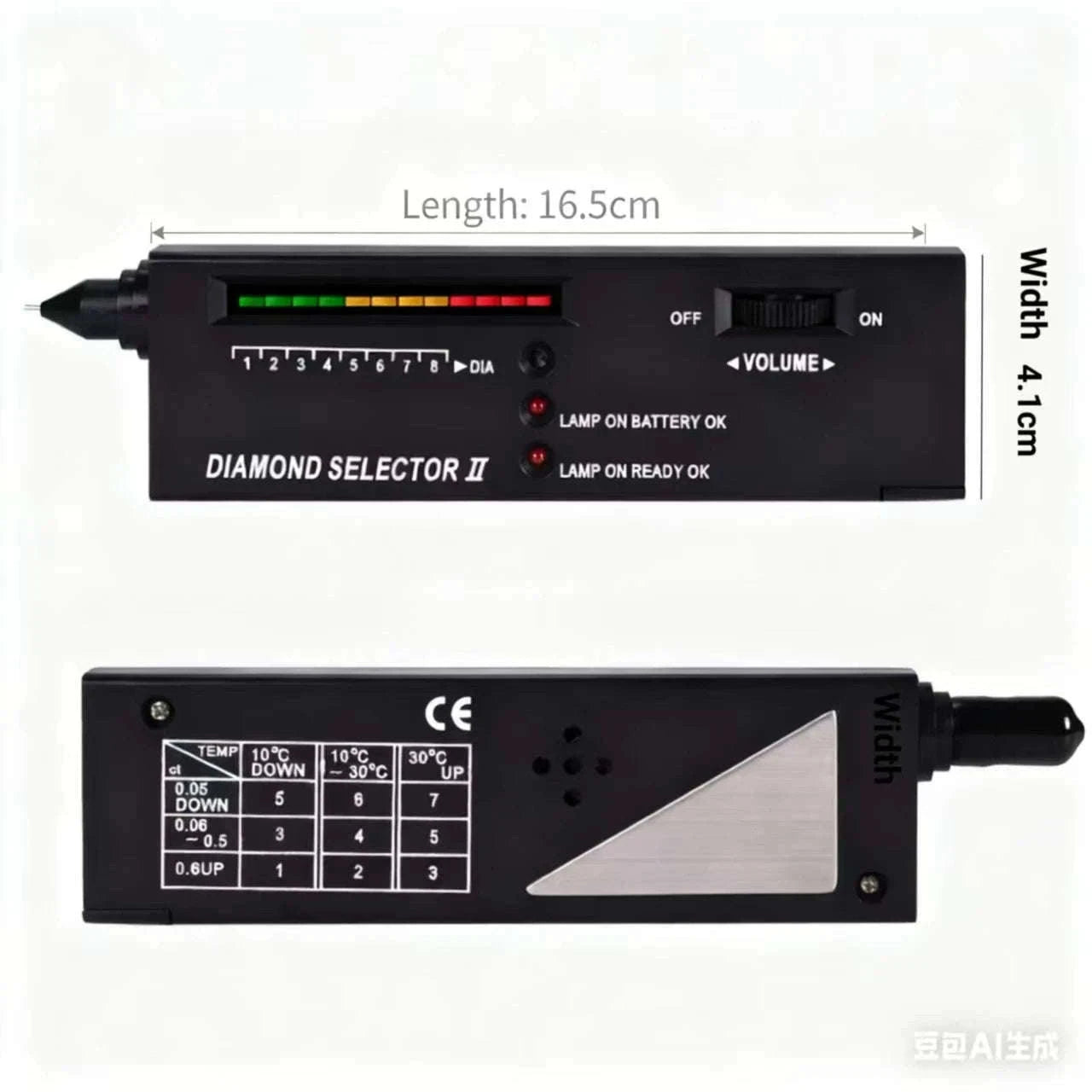 High Accuracy Diamond Tester Pen with LED & Audio Indicator Kit-Black