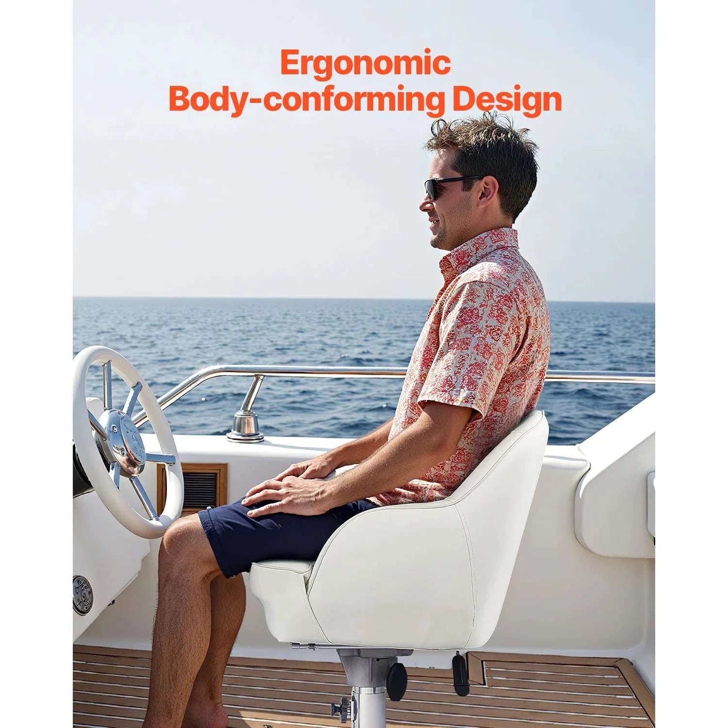 High Back Boat Captain Seat with Cushion & Waterproof PVC Cover-No Flip Up / United States