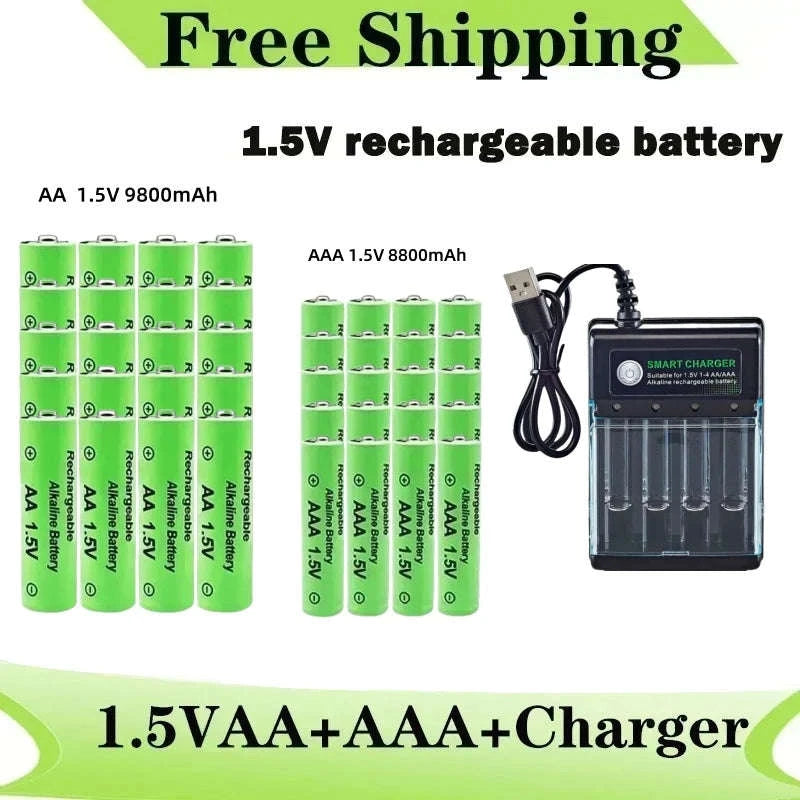 High-Capacity AA & AAA Rechargeable Battery Pack-16 PCS -charger box