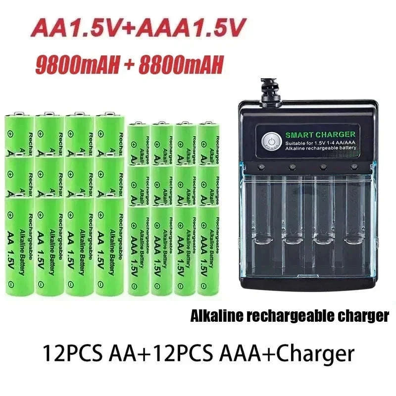 High-Capacity AA & AAA Rechargeable Battery Pack-16 PCS -charger box