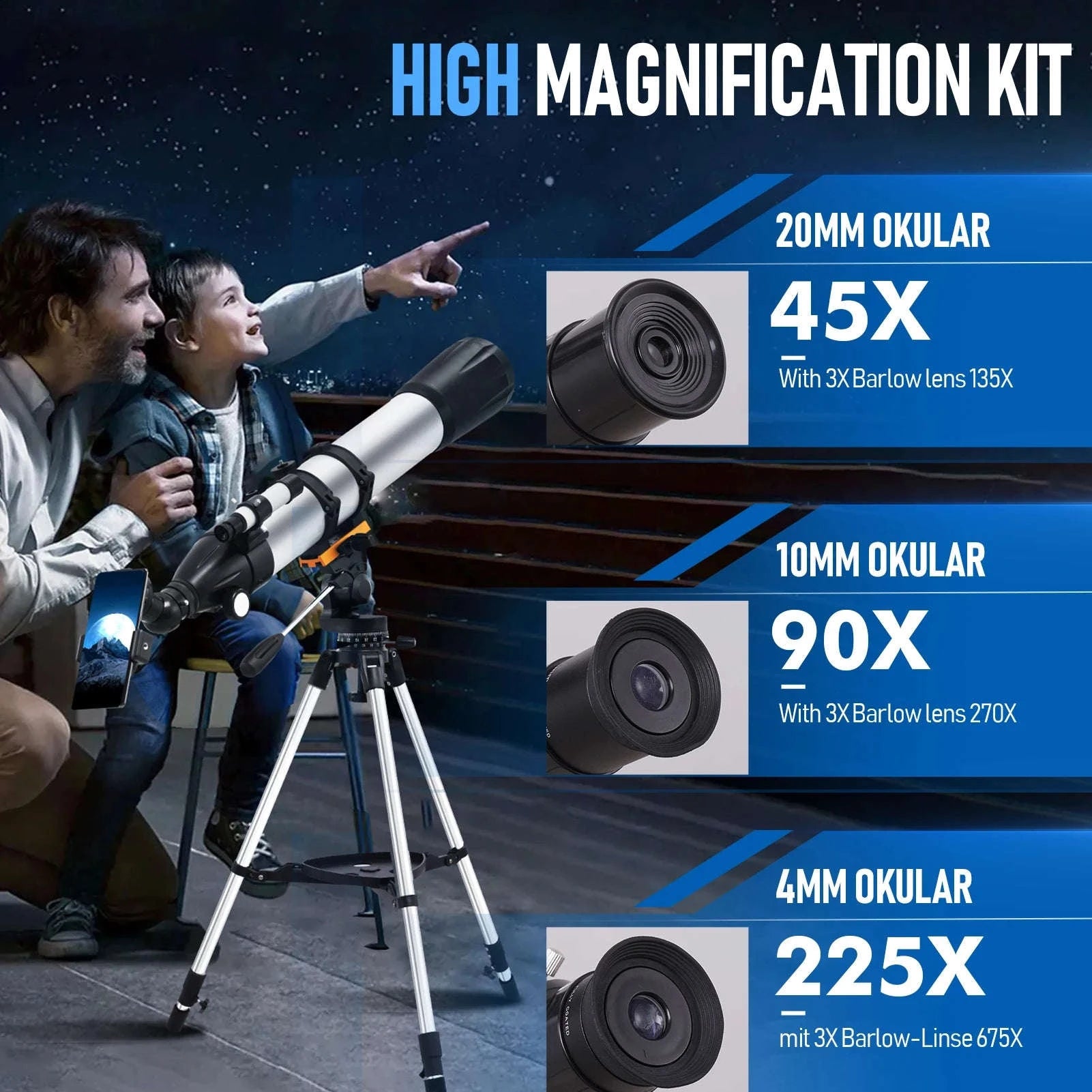 High-Definition Astronomical Telescope with Finderscope and Phone Mount-Telescope / GERMANY