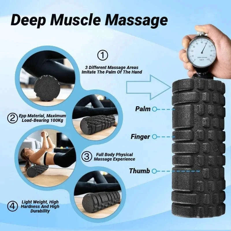 High-Density Foam Roller 33cm for Deep Muscle Relief & Recovery-Black (33x14cm)