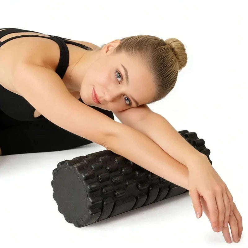 High-Density Foam Roller 33cm for Deep Muscle Relief & Recovery-Black (33x14cm)