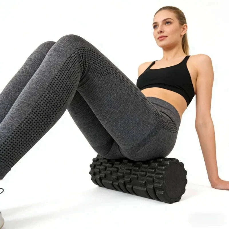 High-Density Foam Roller 33cm for Deep Muscle Relief & Recovery-Black (33x14cm)