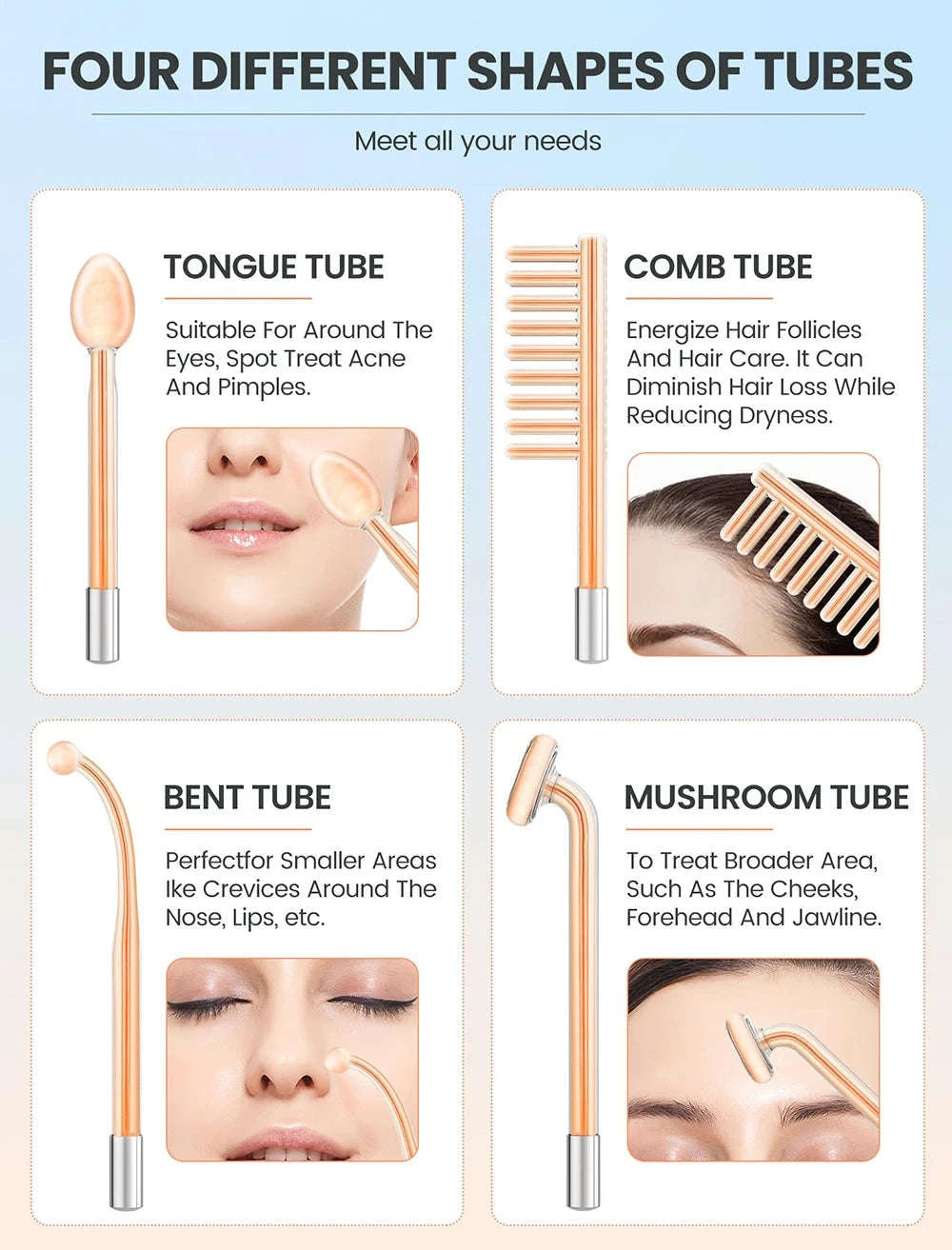 High Frequency Electrotherapy Facial Wand for Skin Rejuvenation-EU Plug