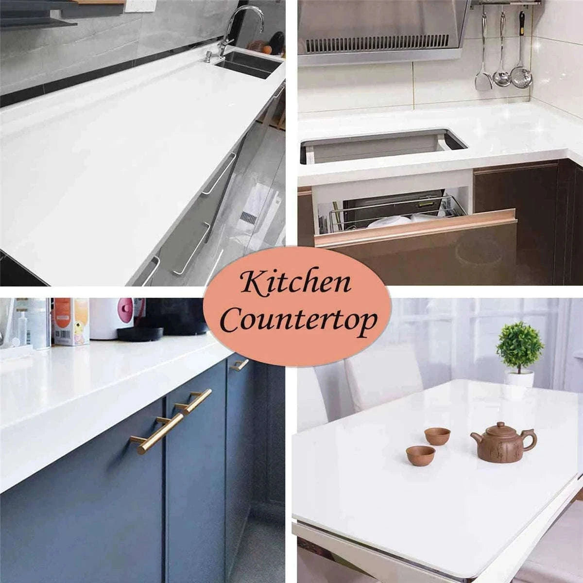 High Gloss Waterproof Self-Adhesive Wallpaper Peel and Stick-White Glossy / 40cmx2M