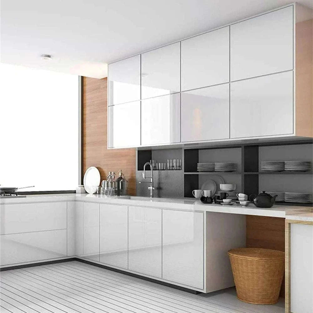 High Gloss Waterproof Self-Adhesive Wallpaper-White Glossy / 40cmx2M