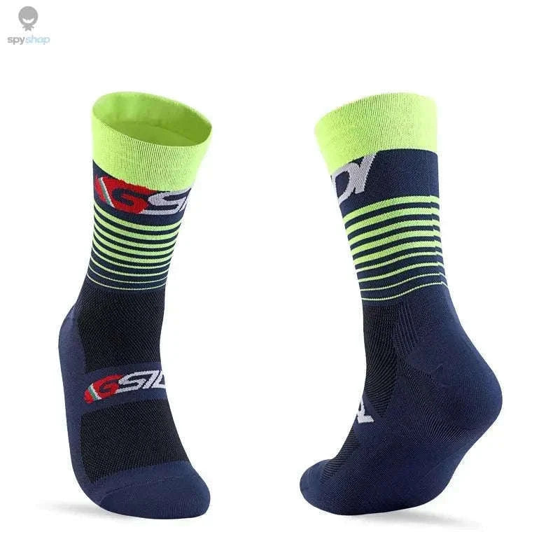 High Performance Cycling Compression Socks for Support and Comfort-vertical dark blue