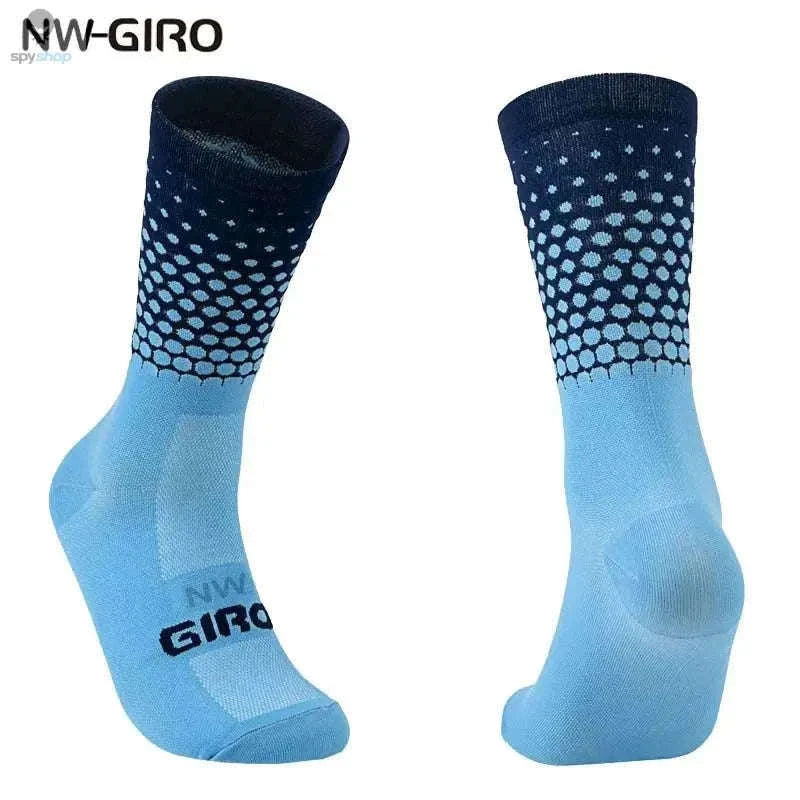 High Performance Cycling Compression Socks for Support and Comfort-vertical dark blue