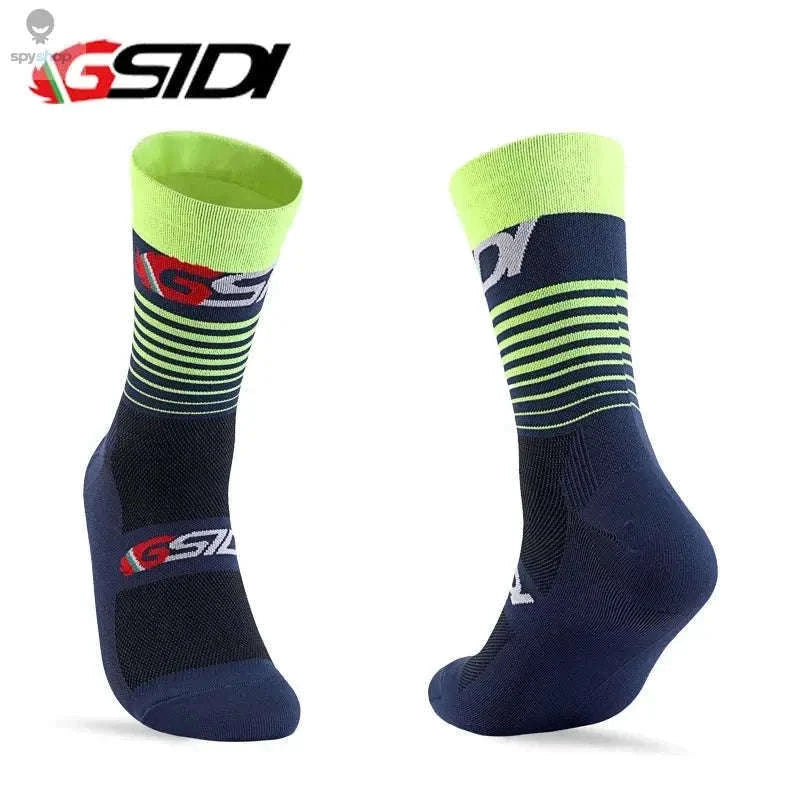 High Performance Cycling Compression Socks for Support and Comfort-vertical dark blue