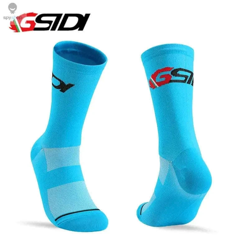 High Performance Cycling Compression Socks for Support and Comfort-vertical dark blue
