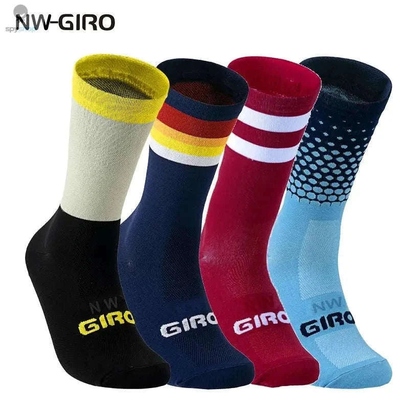 High Performance Cycling Compression Socks for Support and Comfort-vertical dark blue