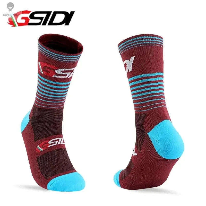 High Performance Cycling Compression Socks for Support and Comfort-vertical dark blue