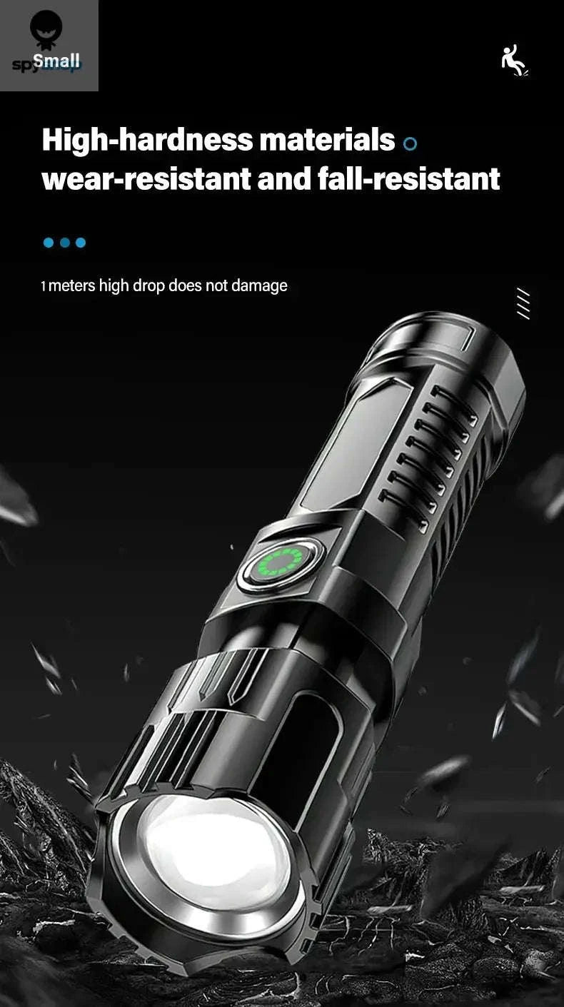 High Power LED Flashlight – Long-Range Beam, USB-C Rechargeable, Durable Build-P200 2PCS