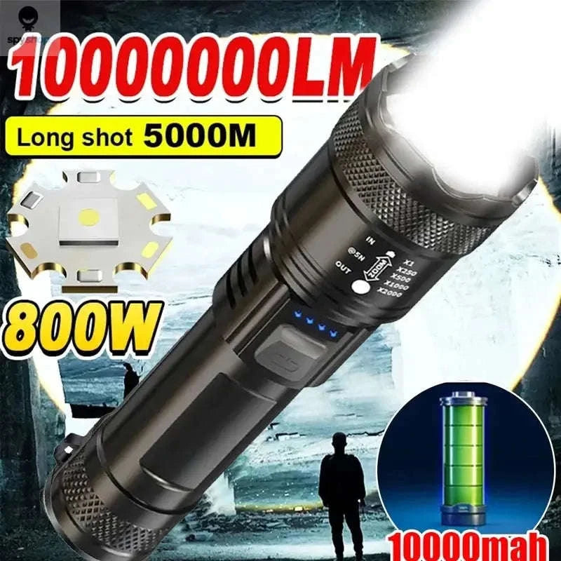 High Power LED Flashlight – Long-Range Beam, USB-C Rechargeable, Durable Build-P200 2PCS