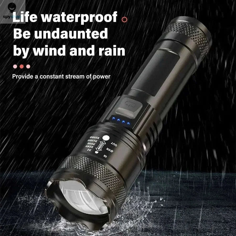 High Power LED Flashlight – Long-Range Beam, USB-C Rechargeable, Durable Build-P200 2PCS