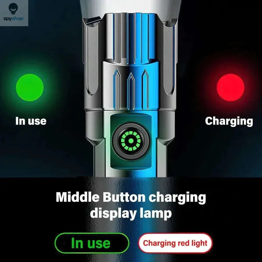 High Power LED Flashlight – Long-Range Beam, USB-C Rechargeable, Durable Build-P200 2PCS