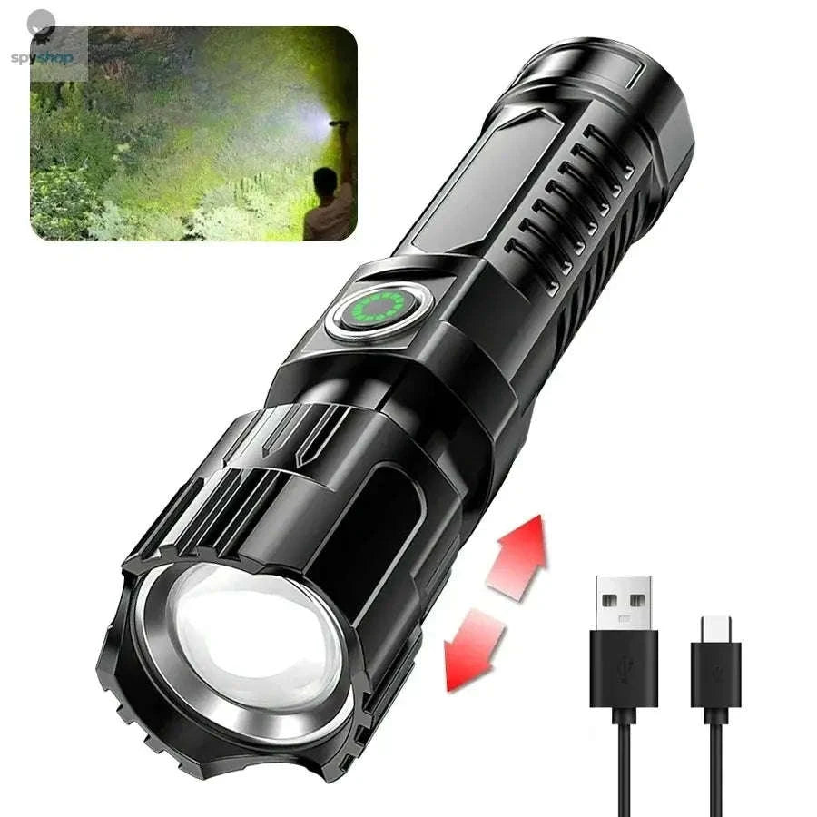High Power LED Flashlight – Long-Range Beam, USB-C Rechargeable, Durable Build-P200 2PCS