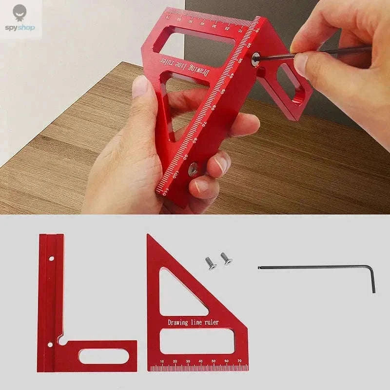 High-Precision Aluminum Alloy Miter Triangle Ruler-Red
