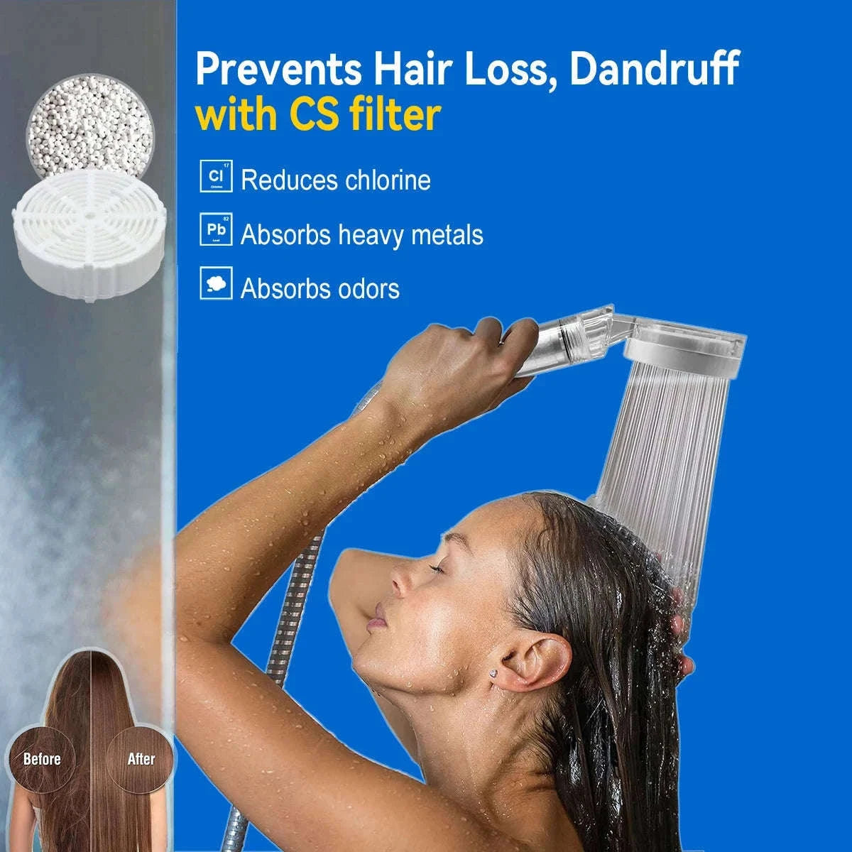 High Pressure Handheld Shower Head Water Filter-CS Shower Suit / China Mainland