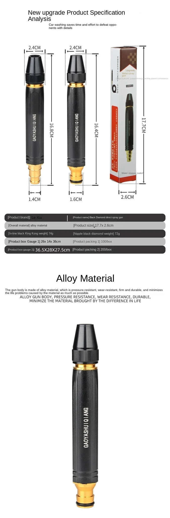 High-Pressure Water Gun for Car Washing and Home Cleaning-plastic body-Bset