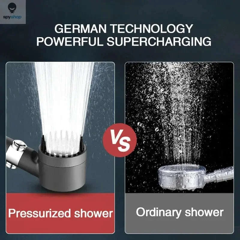 High Pressurized Filter Shower Head – Powerful Flow, 3 Modes, Built‑In Massage-Light Grey
