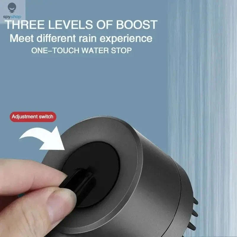High Pressurized Filter Shower Head – Powerful Flow, 3 Modes, Built‑In Massage-Light Grey
