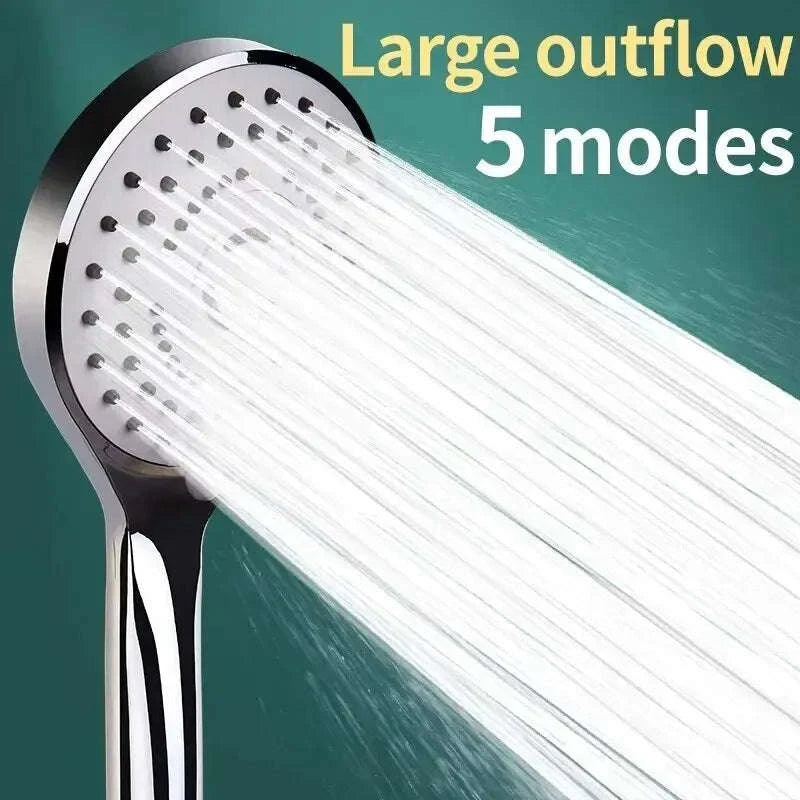 High Pressurized Hand Shower Head with 5 Spray Modes-shower set