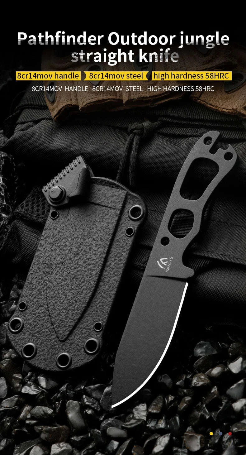 High Quality Multifunctional Outdoor Survival Knife-black / Italy