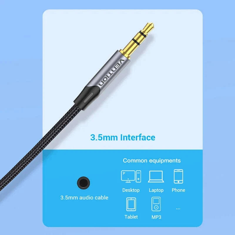 High‑Quality RCA Cable 3.5mm to 2RCA Audio Splitter-Alloy Shell-PVC / 5m / China Mainland