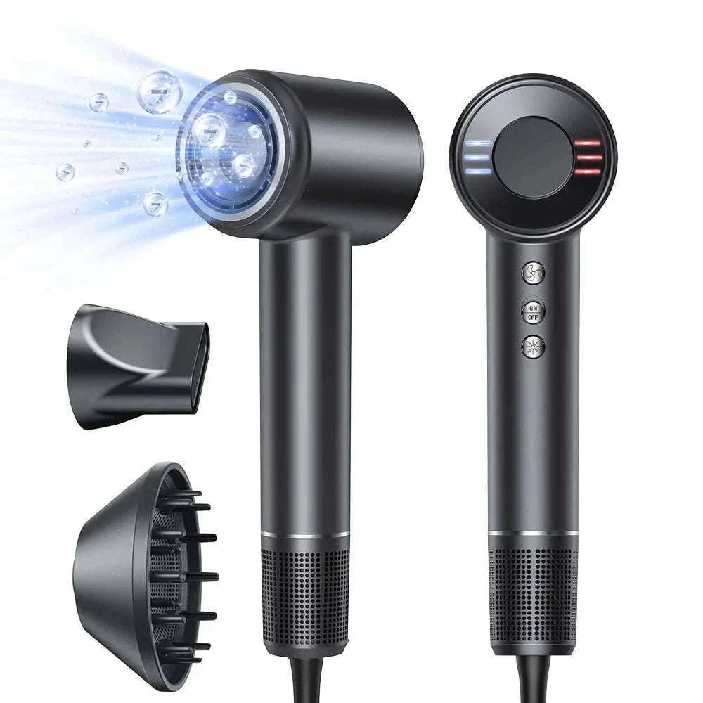 High-Speed Ionic Hair Dryer 120000RPM Low Noise Fast Dry-Black / United States