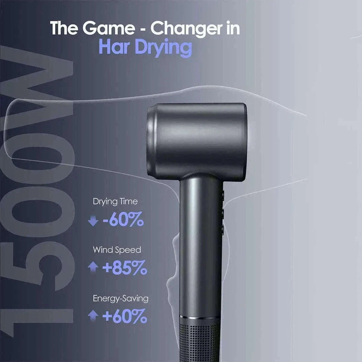 High-Speed Ionic Hair Dryer 120000RPM Low Noise Fast Dry-Black / United States