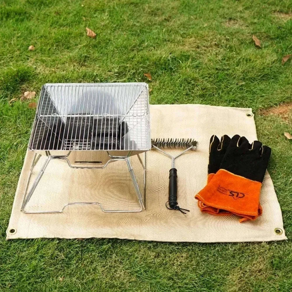 High Temperature Fire Blanket for Camping, Picnics and Barbecues-Fiberglass-L-80X60cm