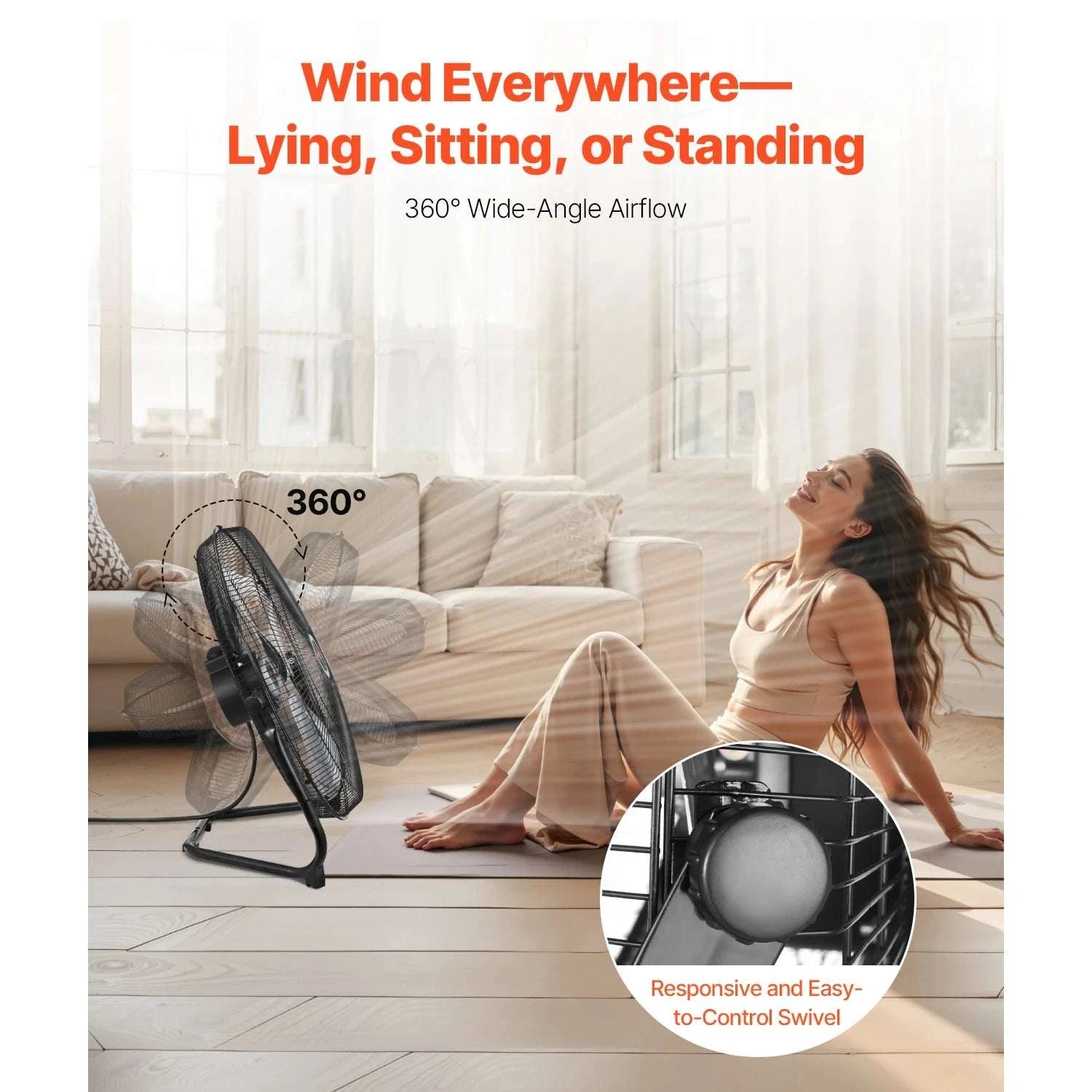 High Velocity Industrial Floor Fan 4800 CFM 3-Speed Tilt-18in 1pcs / United States