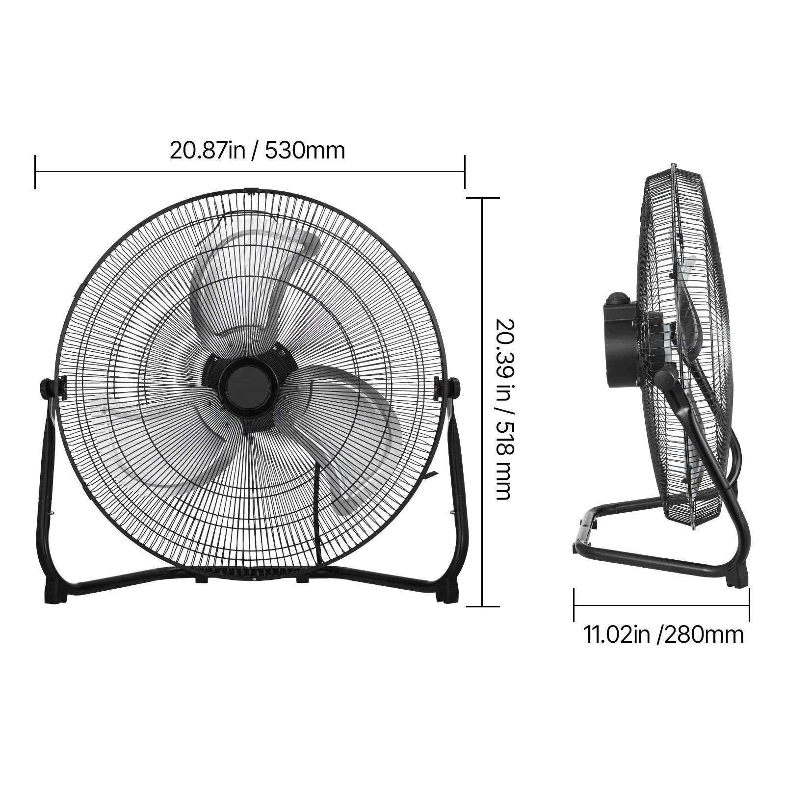 High Velocity Industrial Floor Fan 4800 CFM 3-Speed Tilt-18in 1pcs / United States