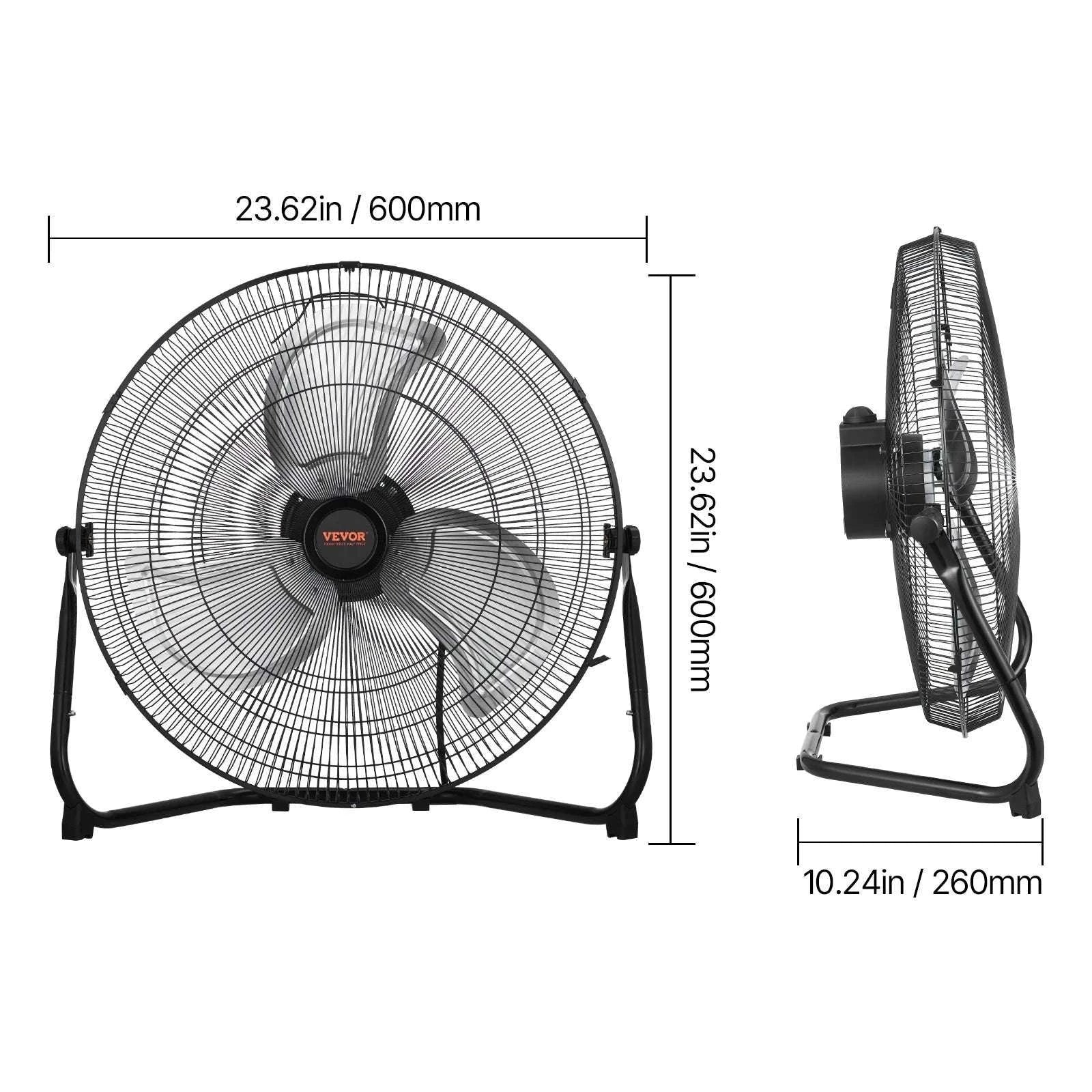 High Velocity Industrial Floor Fan 4800 CFM 3-Speed Tilt-18in 1pcs / United States
