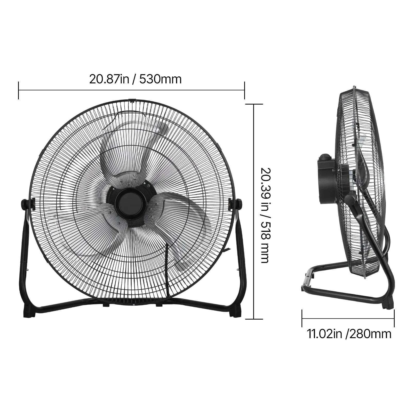 High Velocity Industrial Floor Fan 4800 CFM 3-Speed Tilt-18in 1pcs / United States