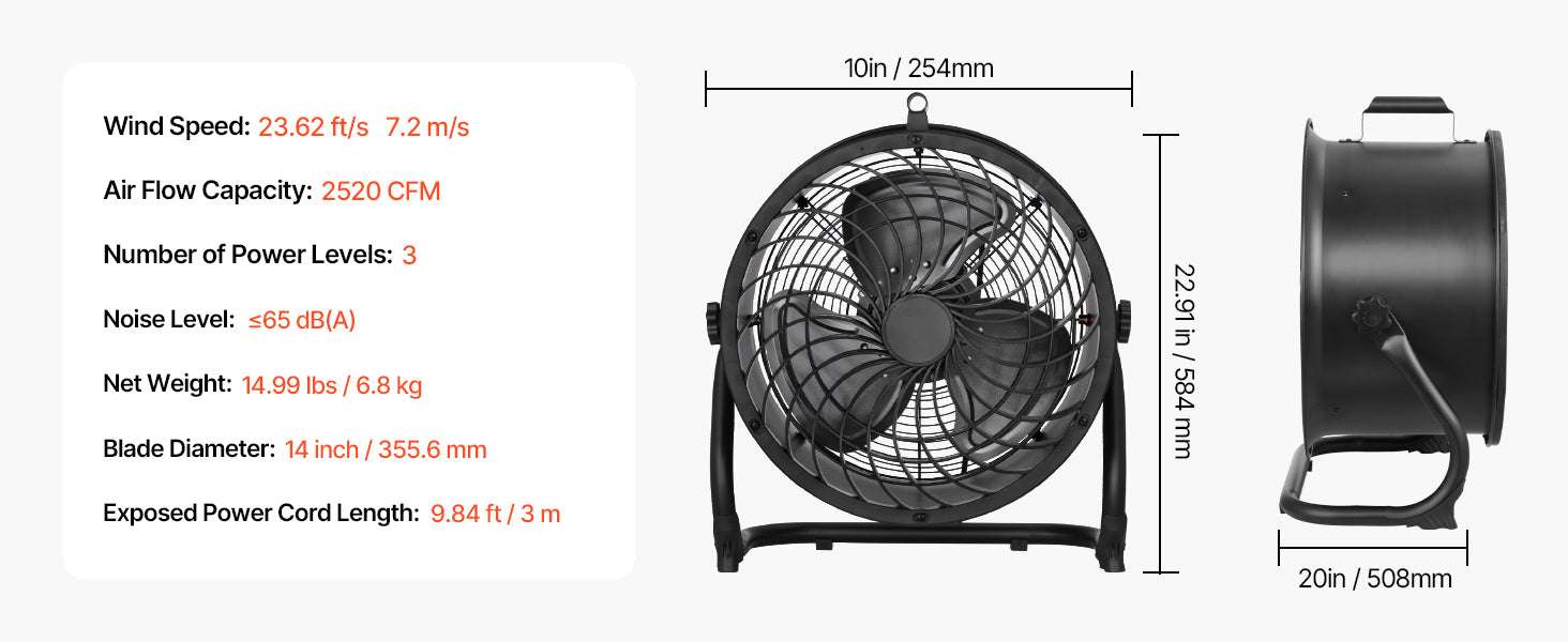 High Velocity Industrial Floor Fan 4800 CFM 3-Speed Tilt-18in 1pcs / United States