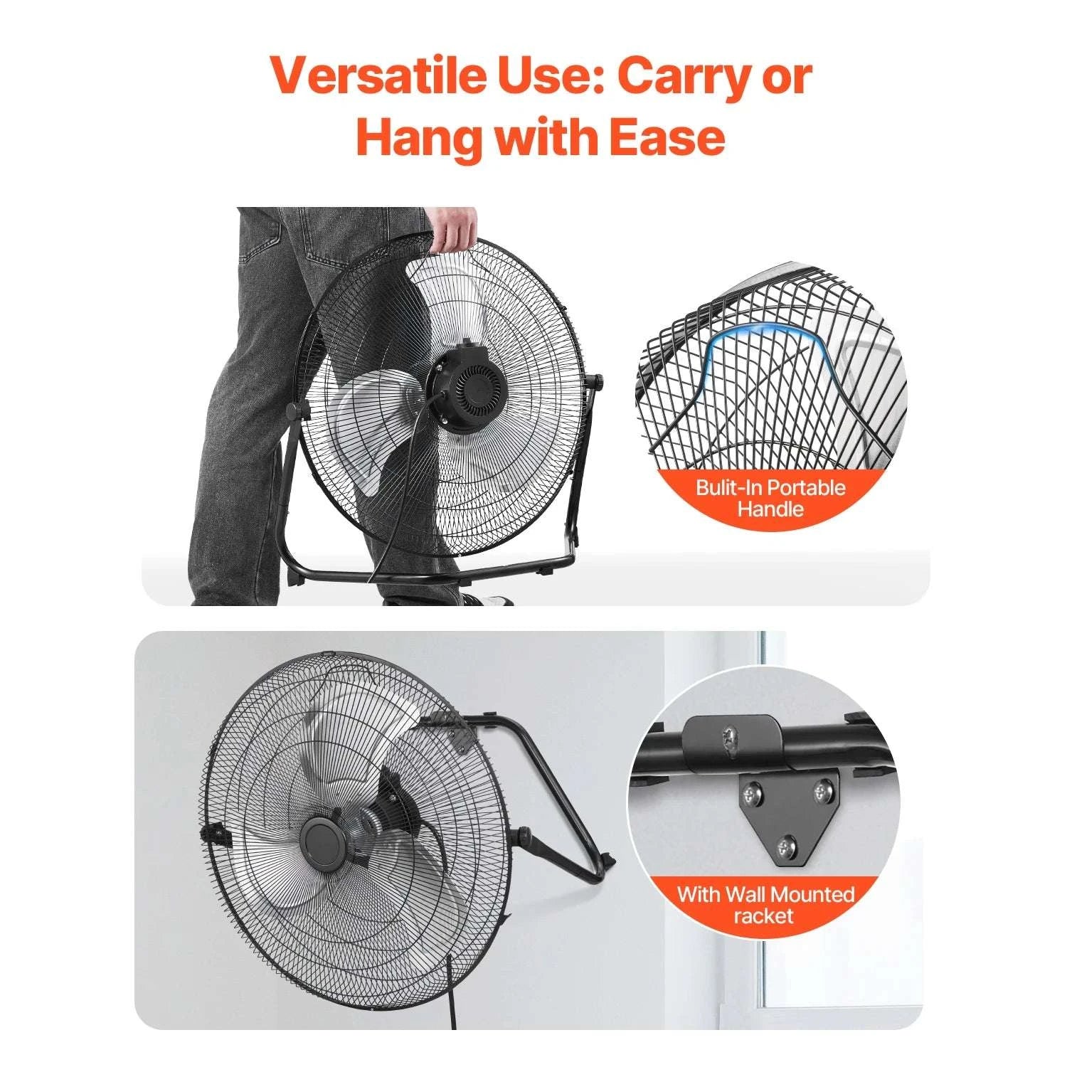 High Velocity Industrial Floor Fan 4800 CFM 3-Speed Tilt-18in 1pcs / United States