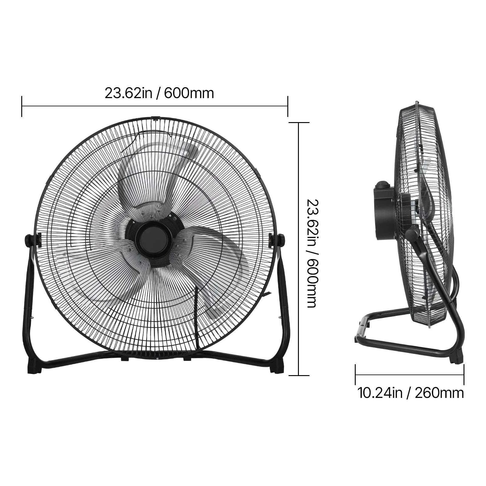 High Velocity Industrial Floor Fan 4800 CFM 3-Speed Tilt-18in 1pcs / United States